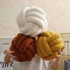 Knotted Ball Decorative Cushion, High End Throw Pillow for Living Room, Lamb Fleece Sofa Bed Decor