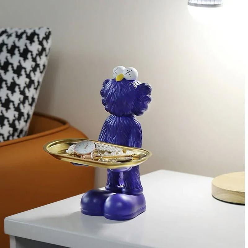 Decorative Bear Figurine Key Storage Tray for Home Entry and Living Room