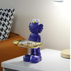 Decorative Bear Figurine Key Storage Tray for Home Entry and Living Room
