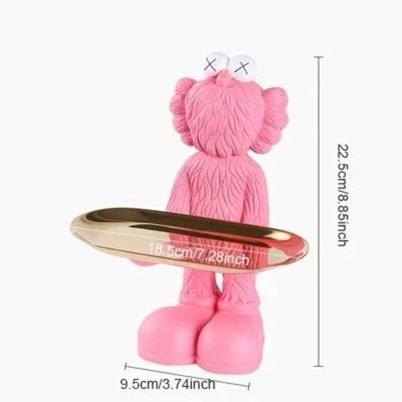 Decorative Bear Figurine Key Storage Tray for Home Entry and Living Room