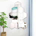 12Pcs Hexagon Acrylic Mirror 3D Wall Sticker for Living Room and Home Decoration