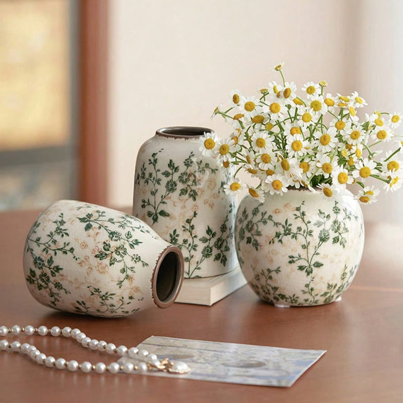 Art Ceramic Vase, Handmade Ice Crackle Vase, Home Decoration for Living Rooms and Offices, Fresh or Dry Flower