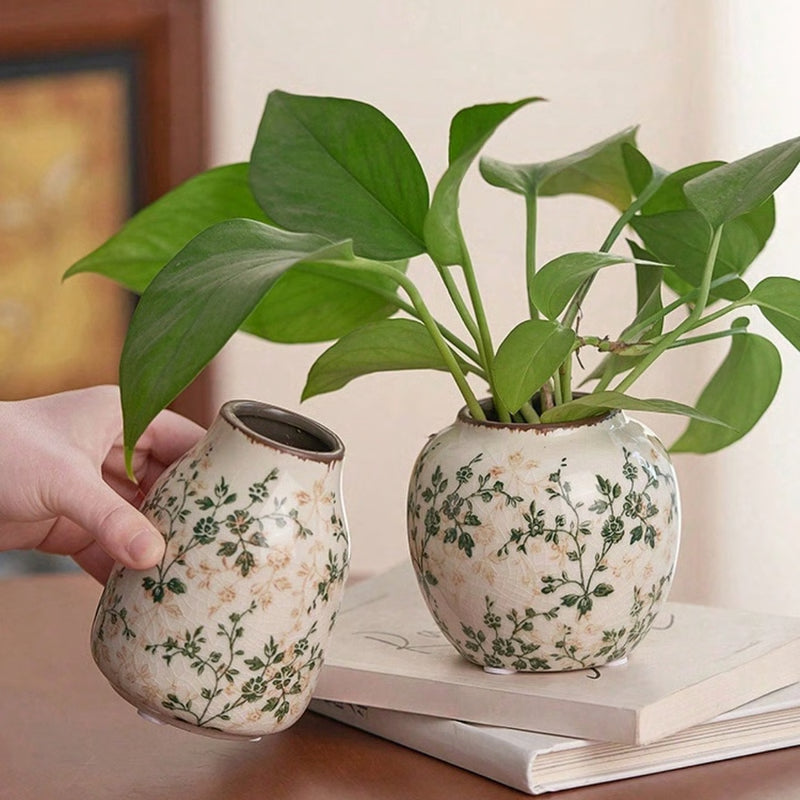 Art Ceramic Vase, Handmade Ice Crackle Vase, Home Decoration for Living Rooms and Offices, Fresh or Dry Flower