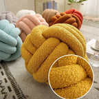 Knotted Ball Decorative Cushion, High End Throw Pillow for Living Room, Lamb Fleece Sofa Bed Decor