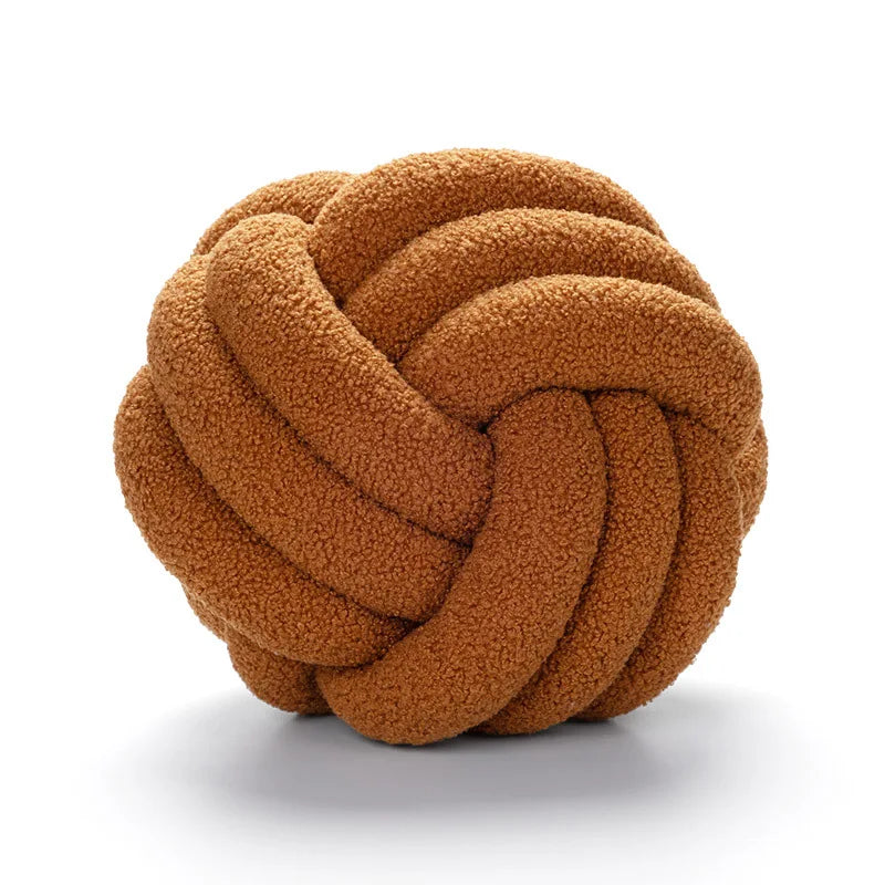 Knotted Ball Decorative Cushion, High End Throw Pillow for Living Room, Lamb Fleece Sofa Bed Decor