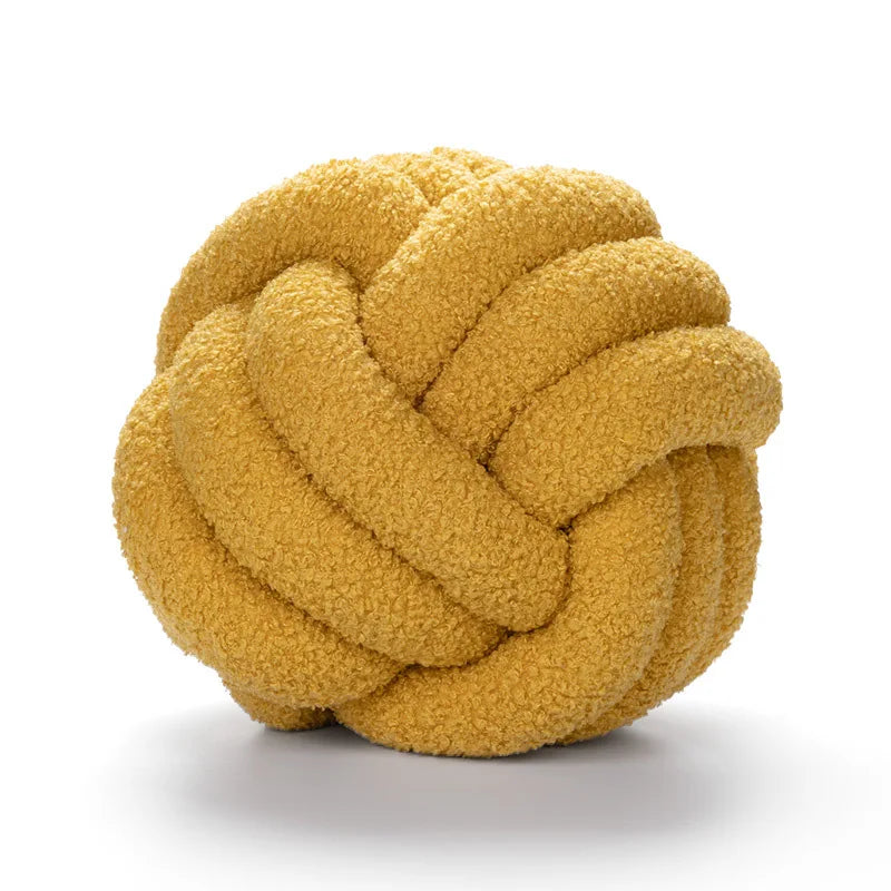 Knotted Ball Decorative Cushion, High End Throw Pillow for Living Room, Lamb Fleece Sofa Bed Decor