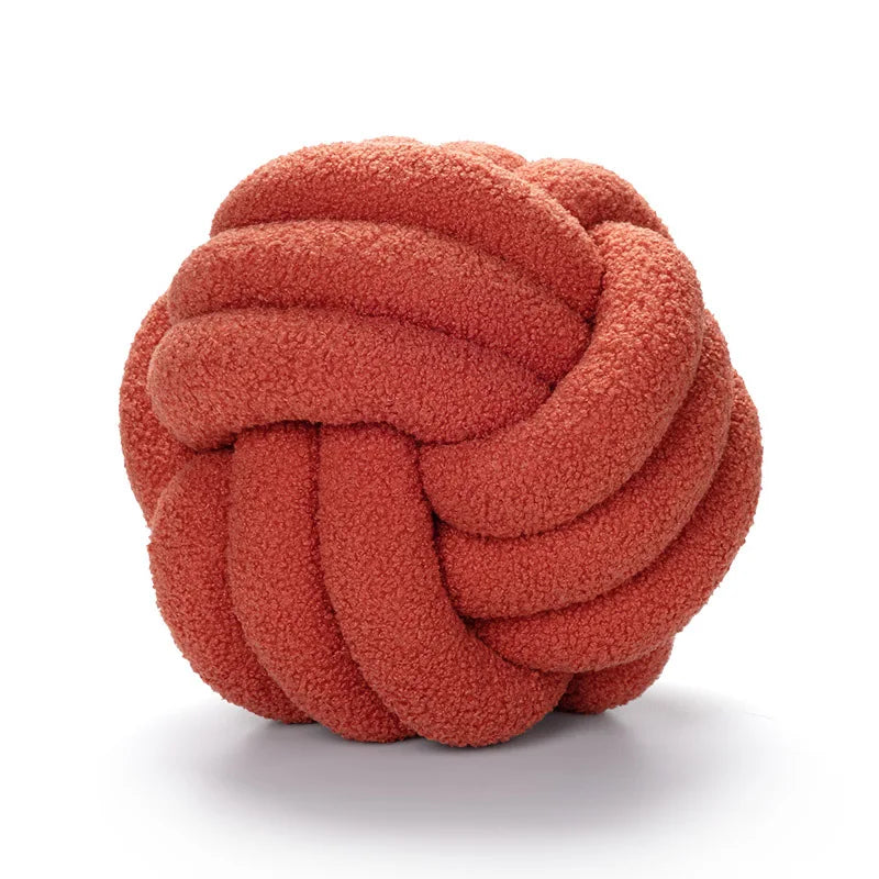 Knotted Ball Decorative Cushion, High End Throw Pillow for Living Room, Lamb Fleece Sofa Bed Decor