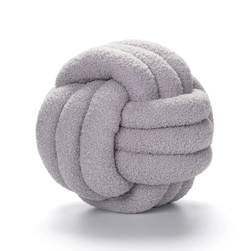 Knotted Ball Decorative Cushion, High End Throw Pillow for Living Room, Lamb Fleece Sofa Bed Decor