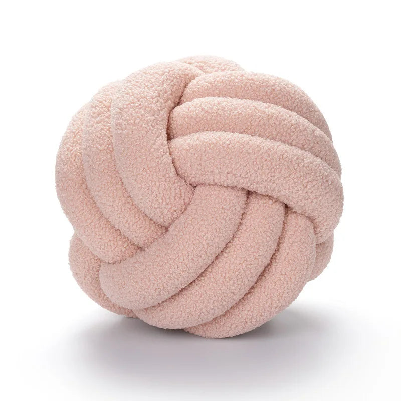 Knotted Ball Decorative Cushion, High End Throw Pillow for Living Room, Lamb Fleece Sofa Bed Decor