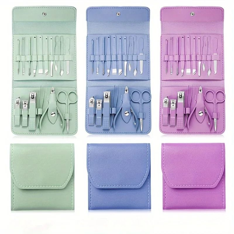 16 Piece Professional Manicure and Pedicure Nail Care Set with Travel Case