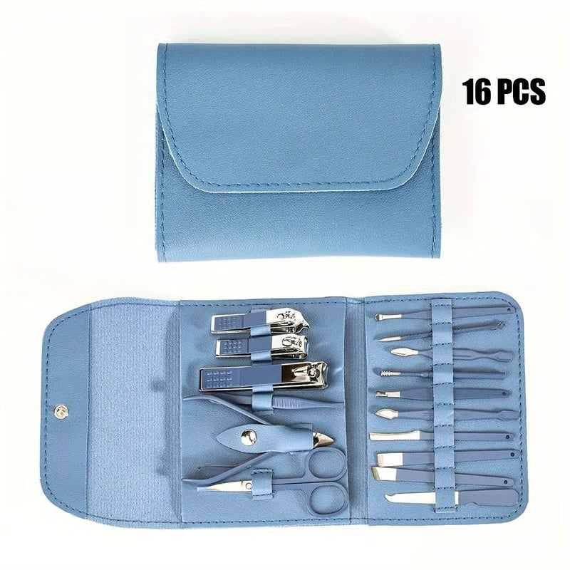 16 Piece Professional Manicure and Pedicure Nail Care Set with Travel Case