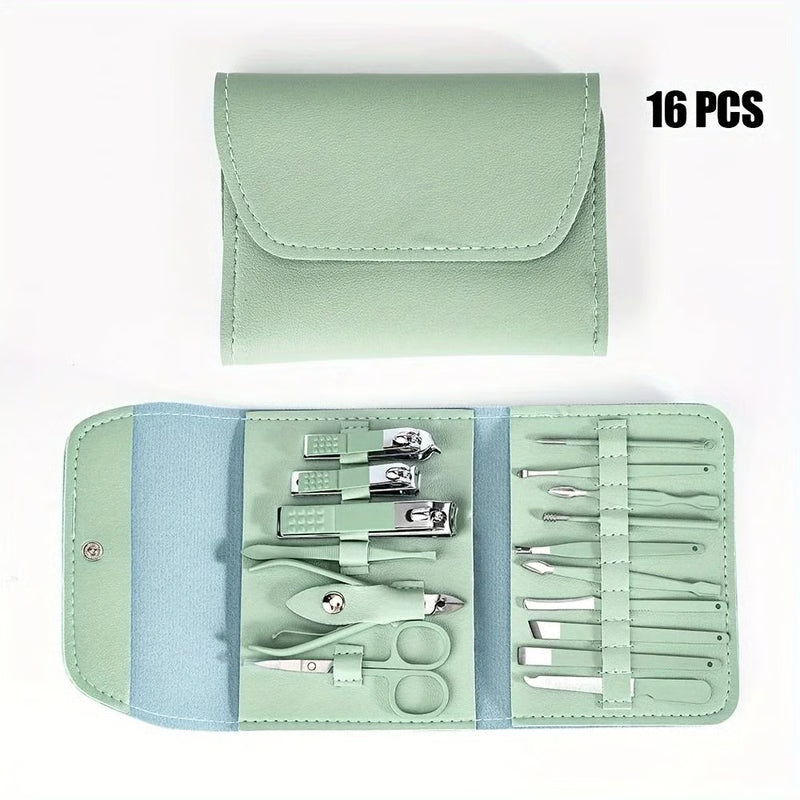 16 Piece Professional Manicure and Pedicure Nail Care Set with Travel Case
