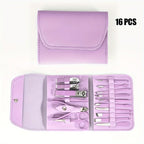 16 Piece Professional Manicure and Pedicure Nail Care Set with Travel Case