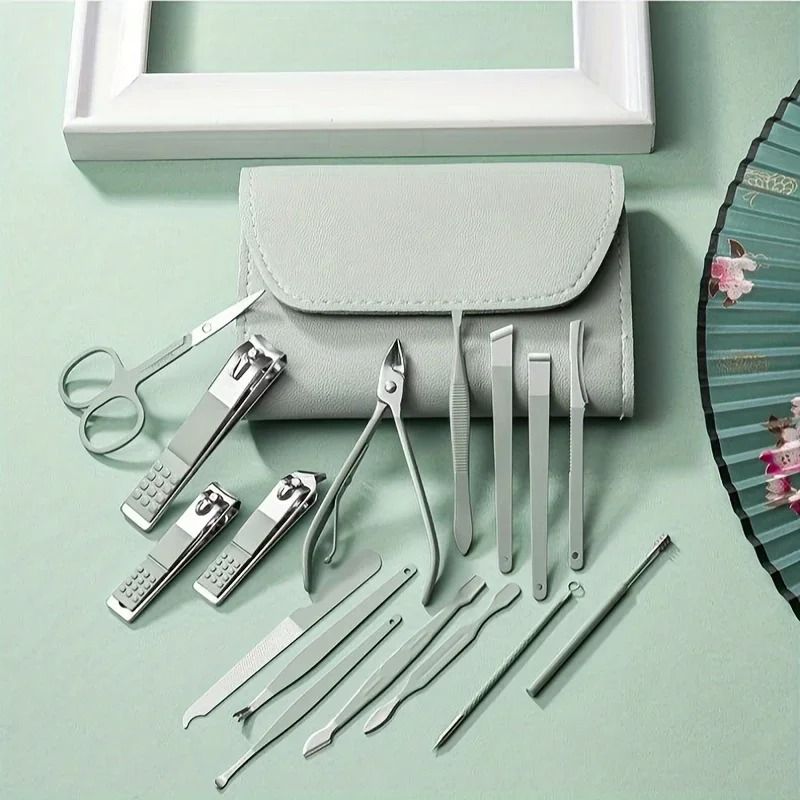 16 Piece Professional Manicure and Pedicure Nail Care Set with Travel Case
