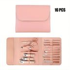 16 Piece Professional Manicure and Pedicure Nail Care Set with Travel Case