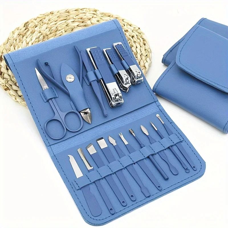 16 Piece Professional Manicure and Pedicure Nail Care Set with Travel Case