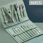 16 Piece Professional Manicure and Pedicure Nail Care Set with Travel Case