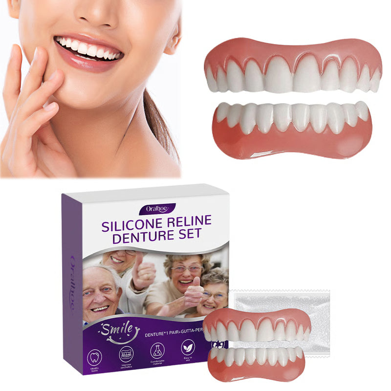 Soft Silicone Denture Reline Set for Upper & Lower Dentures, Comfort Fit Support