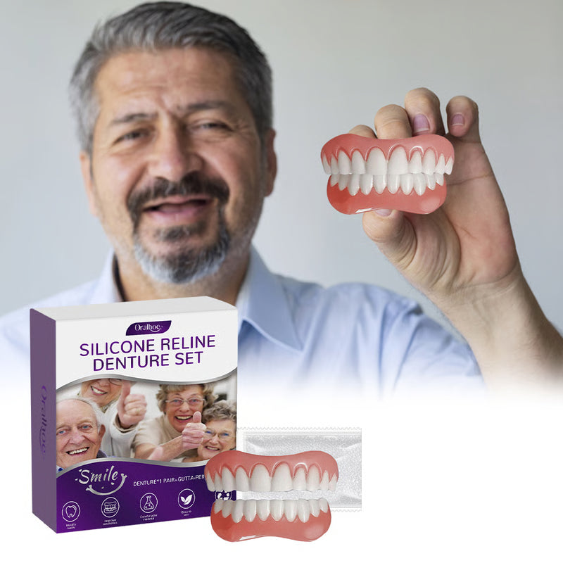 Soft Silicone Denture Reline Set for Upper & Lower Dentures, Comfort Fit Support