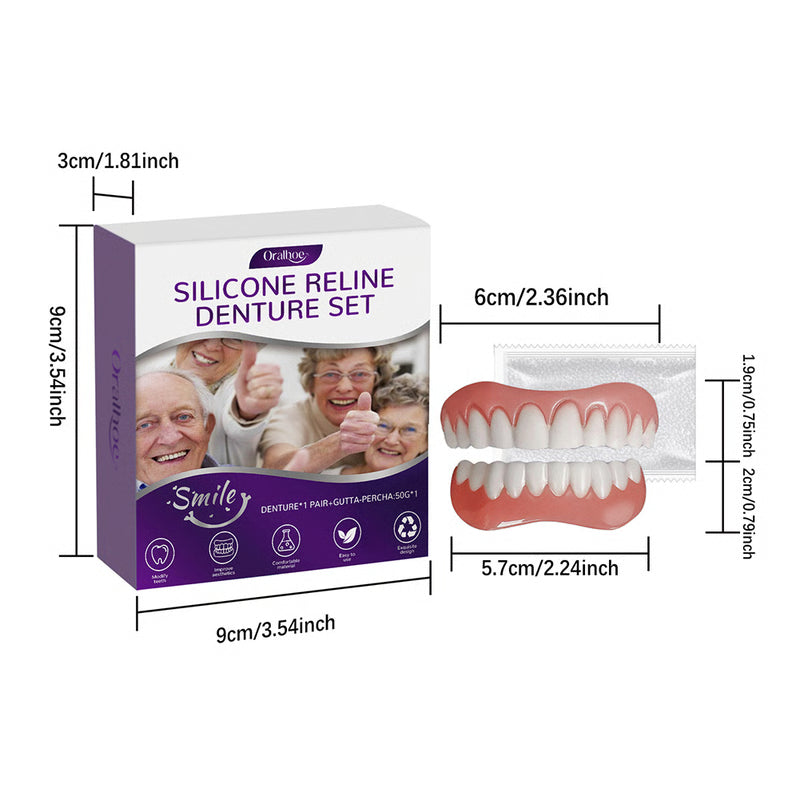 Soft Silicone Denture Reline Set for Upper & Lower Dentures, Comfort Fit Support