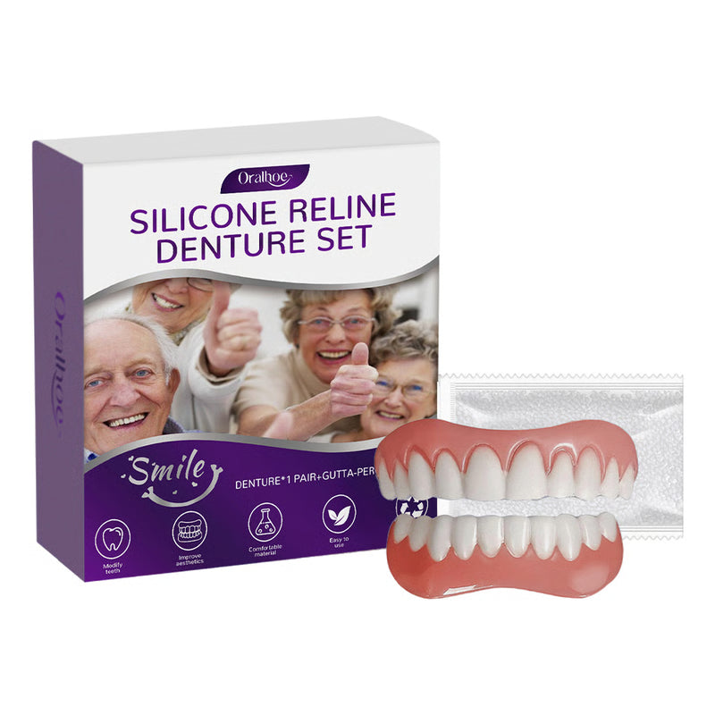 Soft Silicone Denture Reline Set for Upper & Lower Dentures, Comfort Fit Support