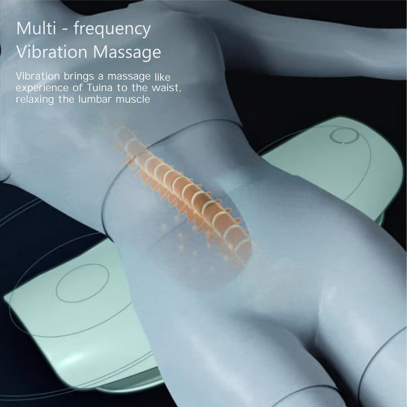 Back Massage Stretcher with Vibration, Multifunctional Lumbar Traction Device, Waist Spine Support Massager
