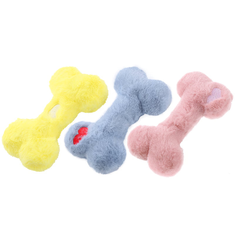 Grinding Teeth Cute Love Bone Plush Dog Toys, Interactive Pet Supplies