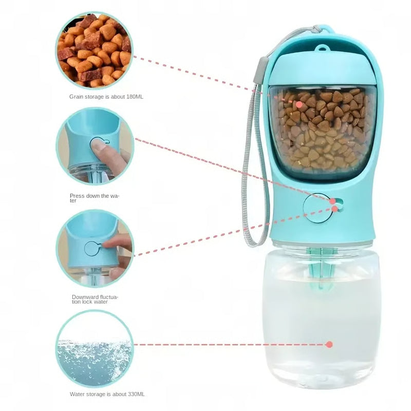 Portable Pet Water Bottle with Food and Water Storage Container for Travel Dogs Cats Pet Supplies