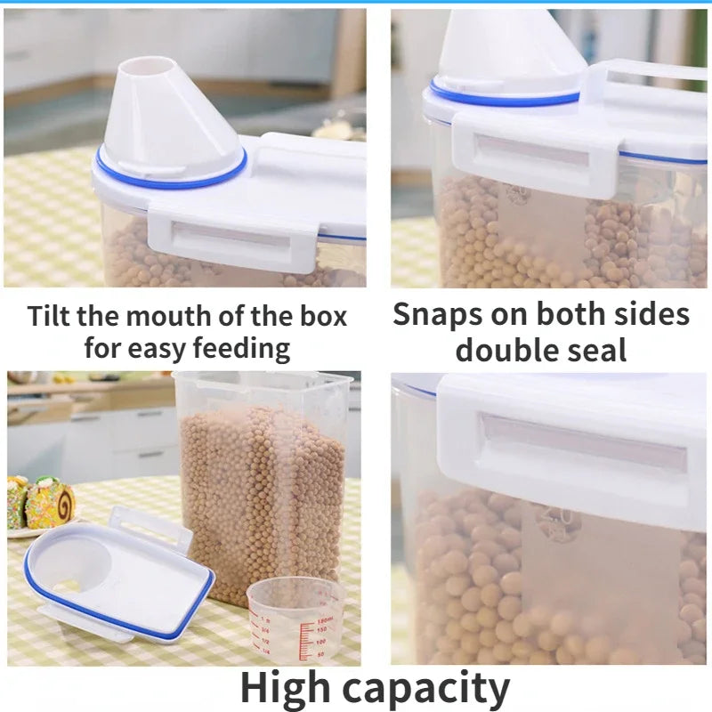 Plastic Cat Food Storage Tank with Measuring Cup, Moisture-proof Sealed Jar, Pet Supplies Container