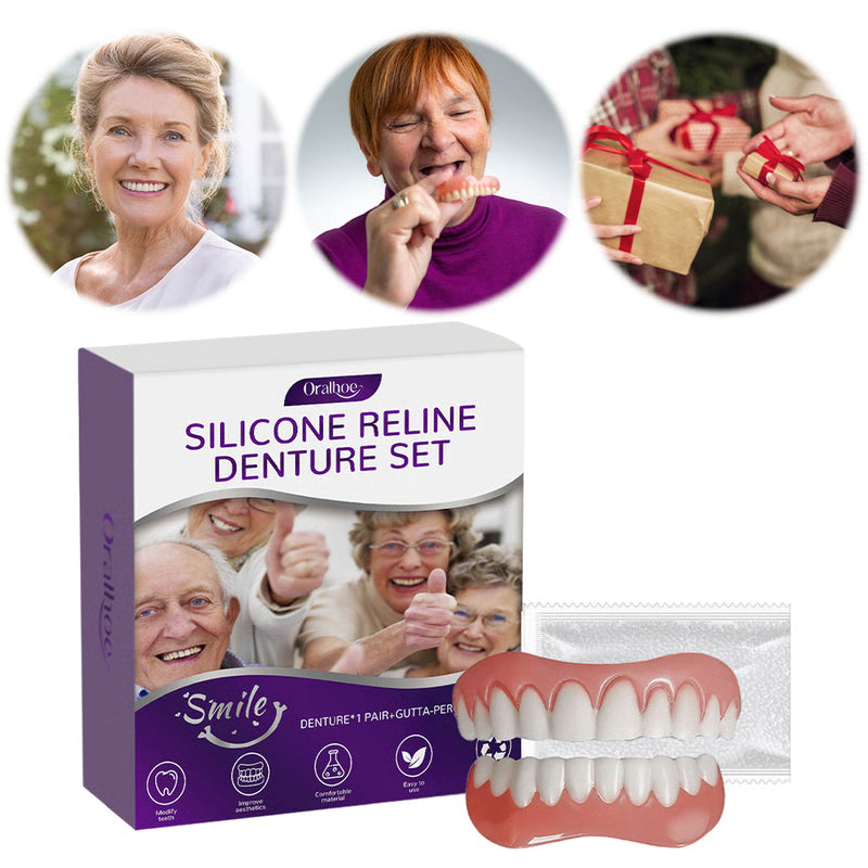 Soft Silicone Denture Reline Set for Upper & Lower Dentures, Comfort Fit Support